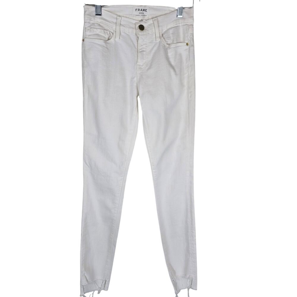 Frame Le Skinny De Jeanne Step Hem White Jeans 26